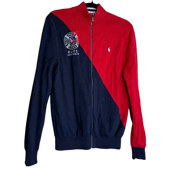 Polo Ralph Lauren Reversible Sweater Men Small Royal London Yacht Club Preppy - Picture 1 of 14
